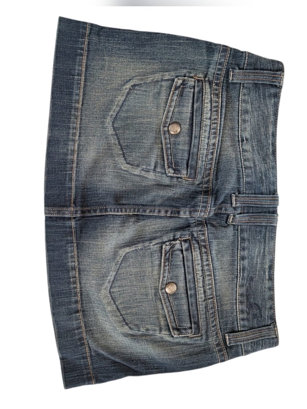American Eagle Denim Cargo Mini Skirt Size 8 Y2K Utility Jean Skirt Low Rise - Picture 4 of 8